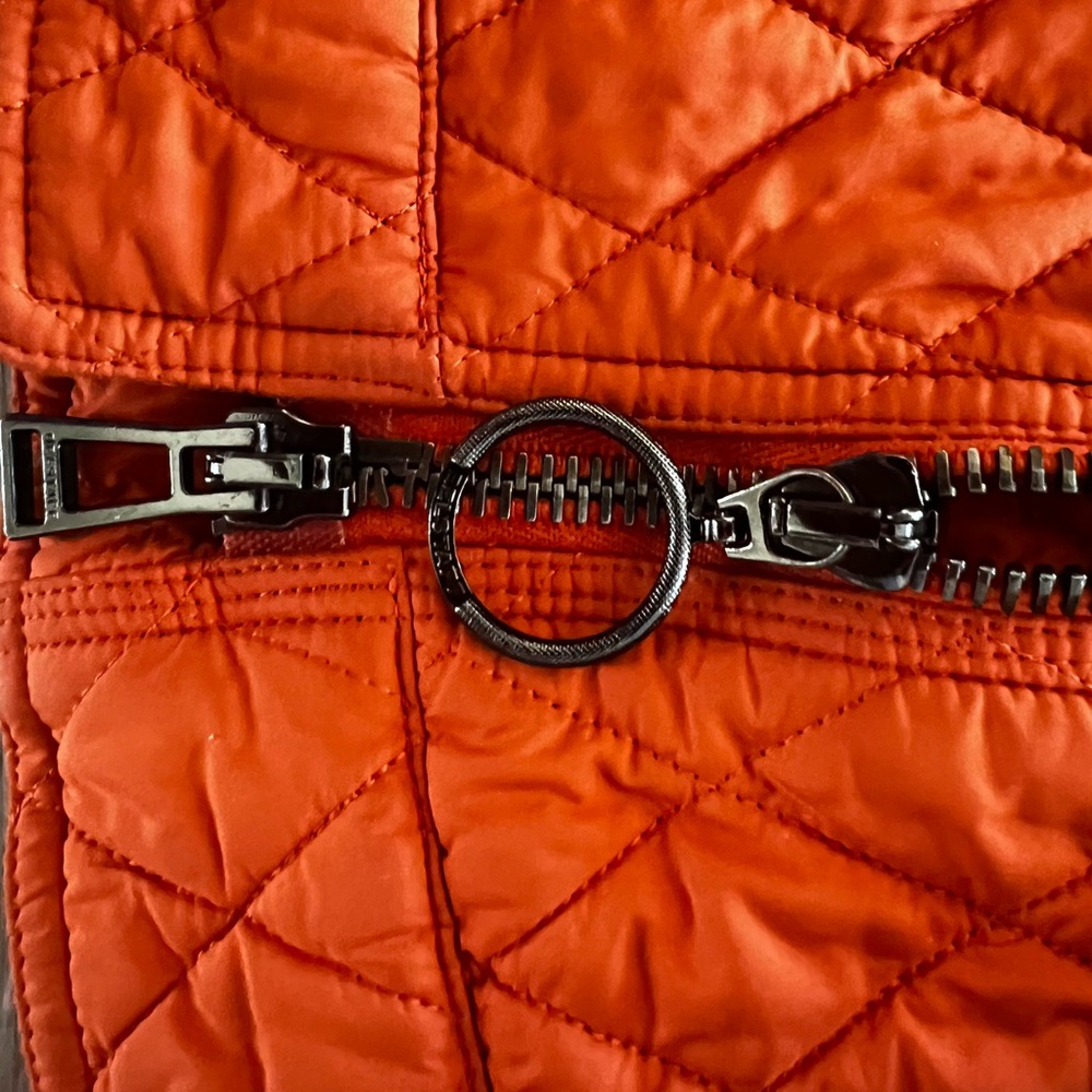 Bold Quilted Orange Bomber Jacket - image 8